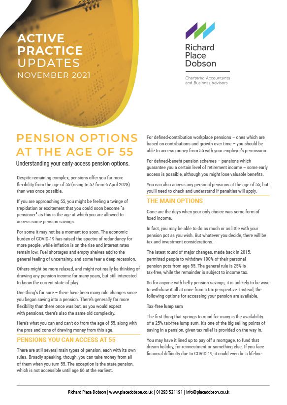 Pension Options at the Age of 55