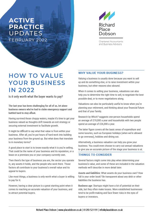 How to Value your Business in 2022