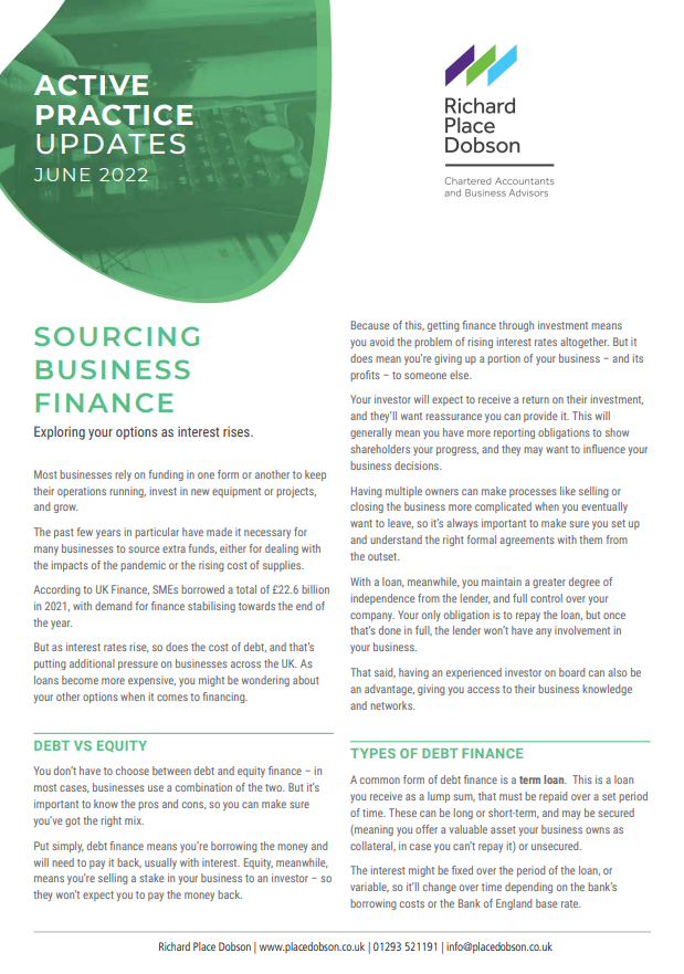 Sourcing Business Finance