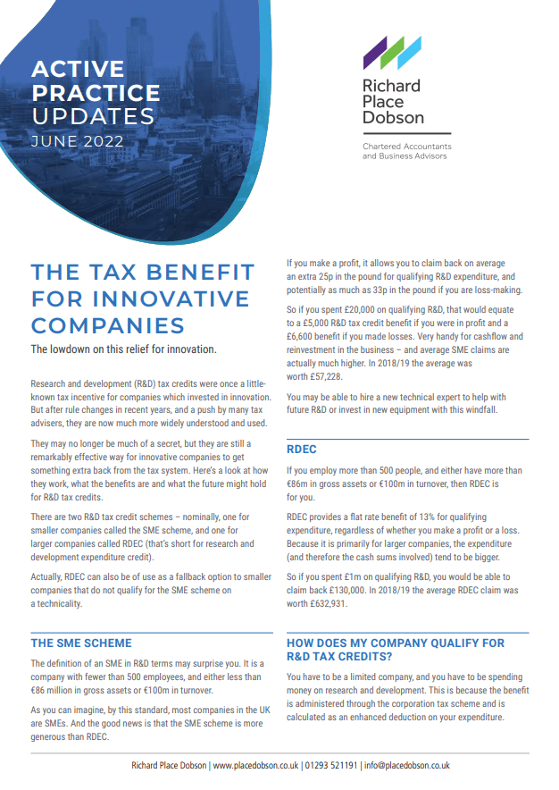 The Tax Benefit For Innovative Companies