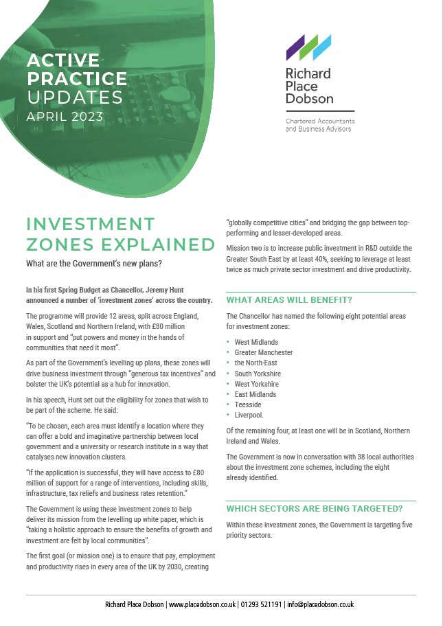 Active Practice Update - Investment Zones Explained